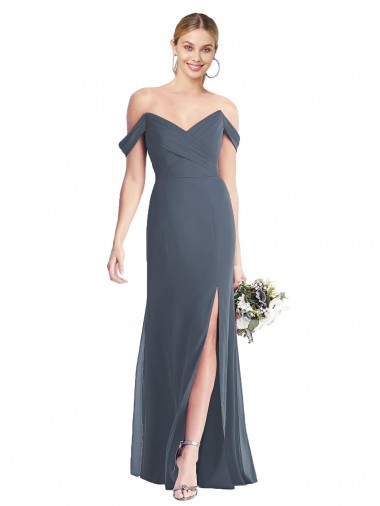 Best Off the Shoulder Criss Cross Bodice Trumpet Chiffon Bridesmaid Dress Sydney