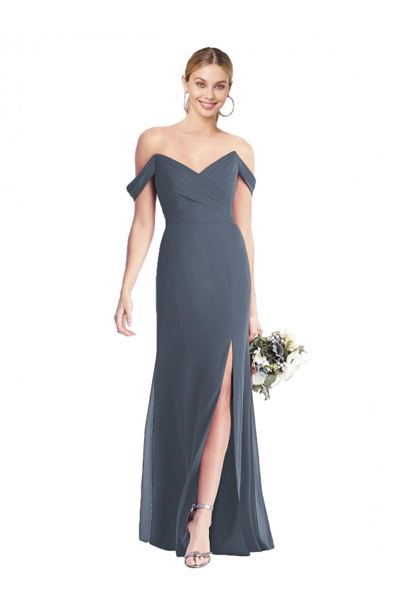 Best Off the Shoulder Criss Cross Bodice Trumpet Chiffon Bridesmaid Dress Sydney