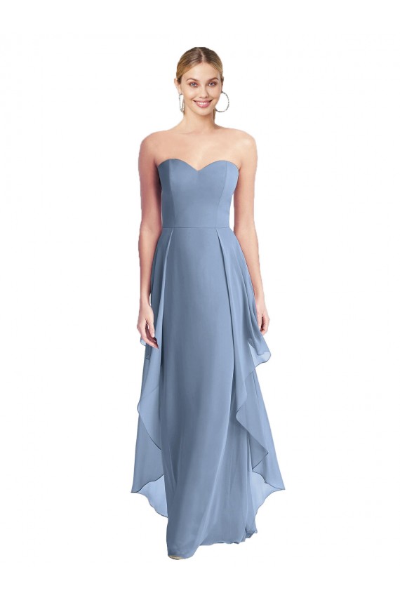 Best Strapless Chiffon Bridesmaid Dress with Skirt Overlay Sydney