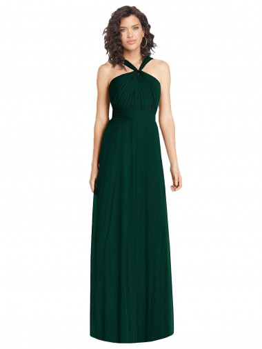 Best Draped Halter Neck Long Chiffon Bridesmaid Dress with Low Back Sydney