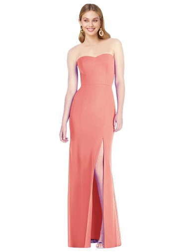 Best Strapless Chiffon Trumpet Bridesmaid Dress with Front Slit Sydney