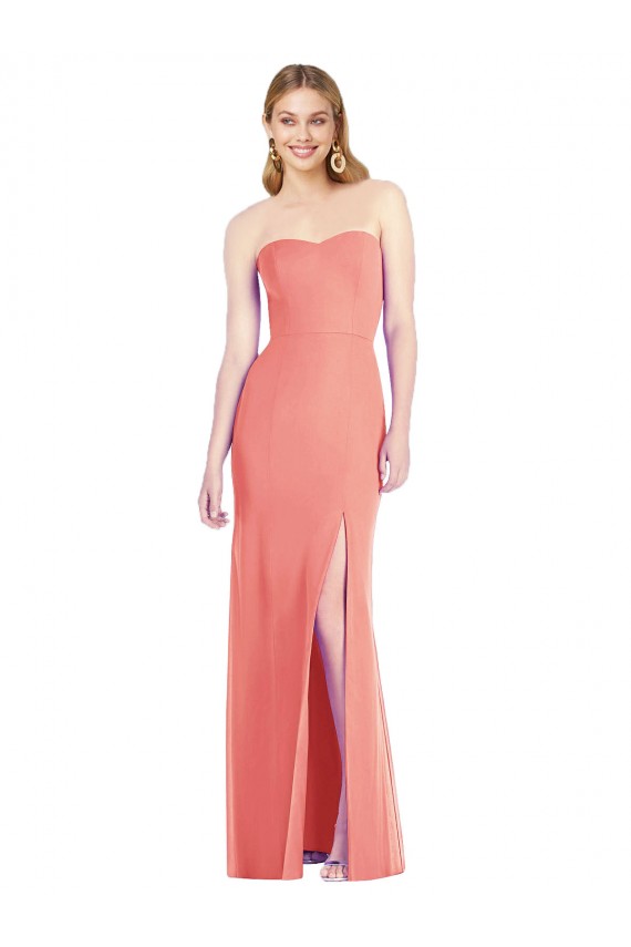 Best Strapless Chiffon Trumpet Bridesmaid Dress with Front Slit Sydney