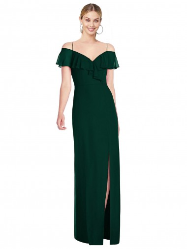 Best Ruffled Cold-Shoulder Maxi Chiffon Bridesmaid Dress Sydney