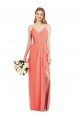 Best Spaghetti Strap Draped Skirt Chiffon Bridesmaid Dress with Front Slit Sydney