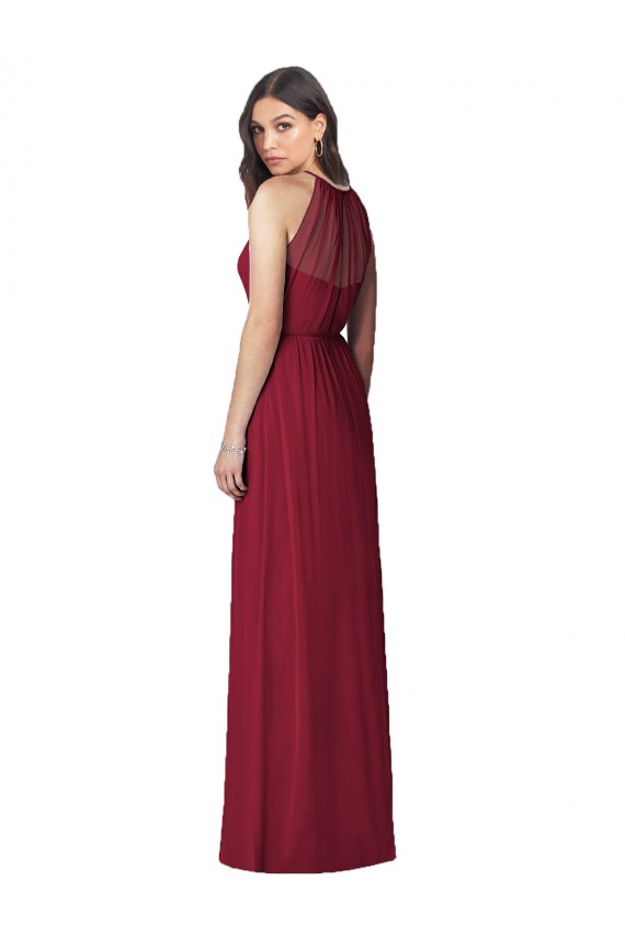 Best Halter Neck Full-Length Shirred Chiffon Bridesmaid Dress Sydney