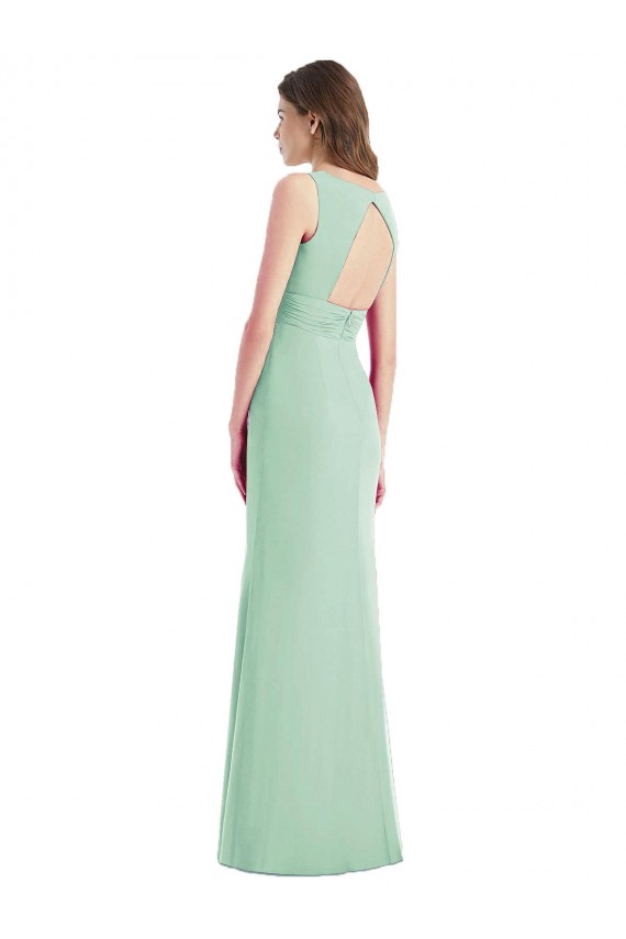 Best Sleek Open Back Chiffon V-Neck Bridesmaid Dress Sydney