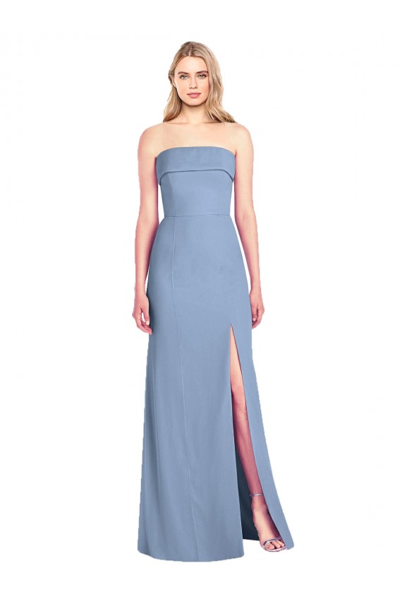 Best Trumpet Full Length Strapless Chiffon Bridesmaid Dress with Slit Sydney