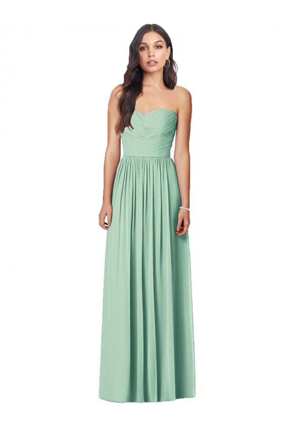Best Draped Sweetheart Strapless Long Chiffon Bridesmaid Dress Sydney
