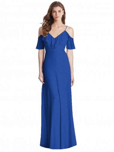 Best Ruffled Cold-Shoulder Chiffon Maxi Bridesmaid Dress Sydney