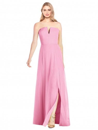 Best Strapless Notch Chiffon Maxi Bridesmaid Dress Sydney