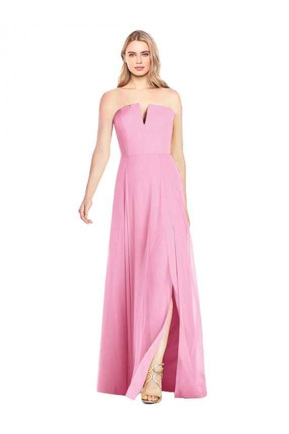 Best Strapless Notch Chiffon Maxi Bridesmaid Dress Sydney