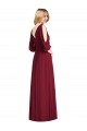 Best Draped V-Neck Bell Sleeves V-Back Chiffon Bridesmaid Dress Sydney