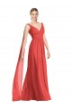 Best Full-Length V-Neck Chiffon Bridesmaid Dress Streamers Back Sydney
