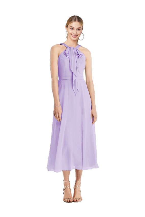 Best Midi Length Halter Plunging V-Back Chiffon Bridesmaid Dress / Cocktail Dress Sydney