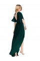Best Plunging V Back Flutter Sleeves Cocktail Length Chiffon Bridesmaid Dress Sydney