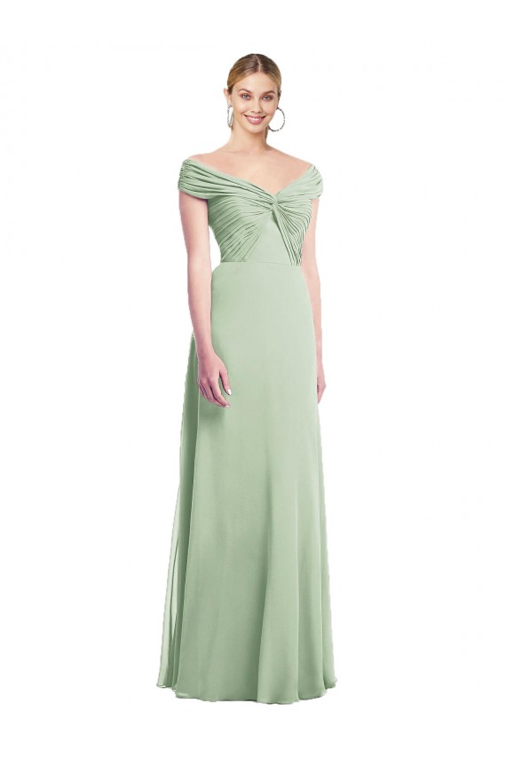 Best Draped Off the Shoulder Lux Chiffon Bridesmaid Dress Sydney