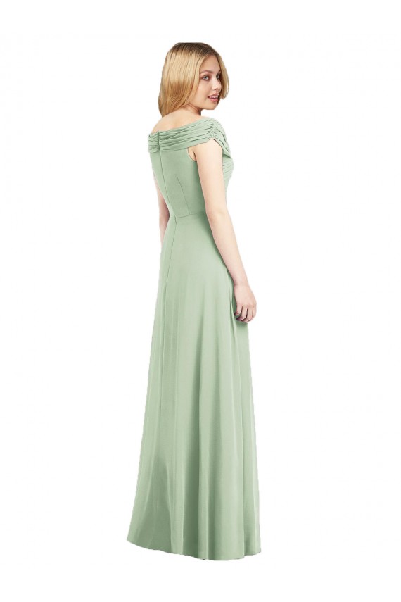 Best Draped Off the Shoulder Lux Chiffon Bridesmaid Dress Sydney