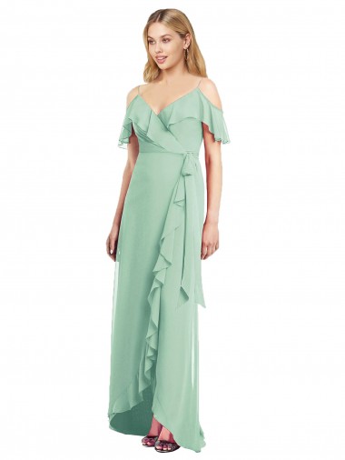 Best High Low Off the Shoulder Wrap Chiffon Bridesmaid Dress  Sydney