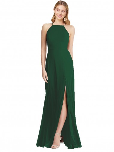 Best High-Neck Maxi Bridesmaid Dress with Front Slit Sydney