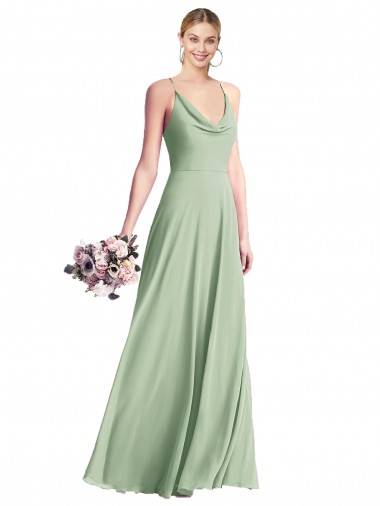 Best Cowl Neck Criss Cross Back Chiffon Maxi Bridesmaid Dress Sydney