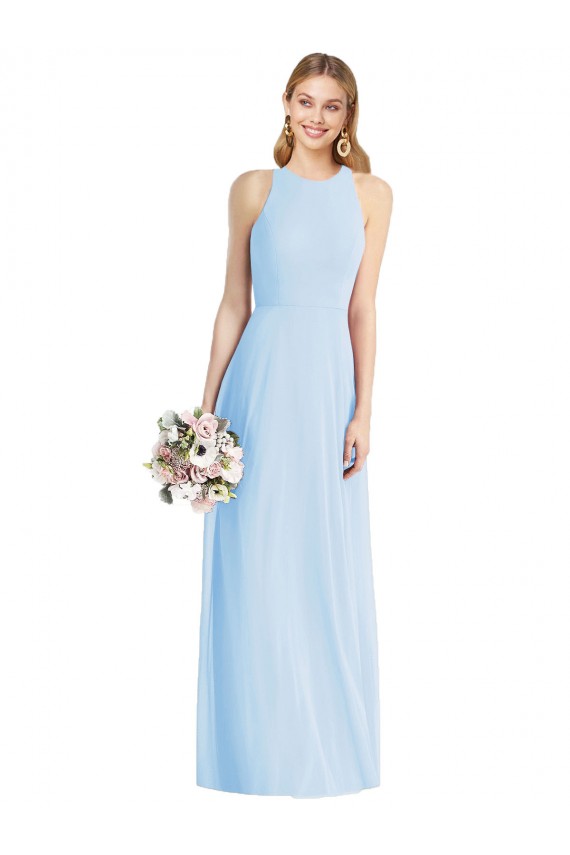 Best Sleeveless Halter Chiffon Maxi Bridesmaid Dress Sydney