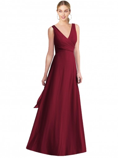 Best Sleeveless V-Neck Chiffon Wrap Bridesmaid Dress Sydney