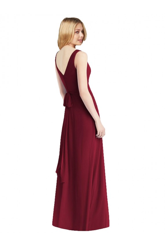 Best Sleeveless V-Neck Chiffon Wrap Bridesmaid Dress Sydney