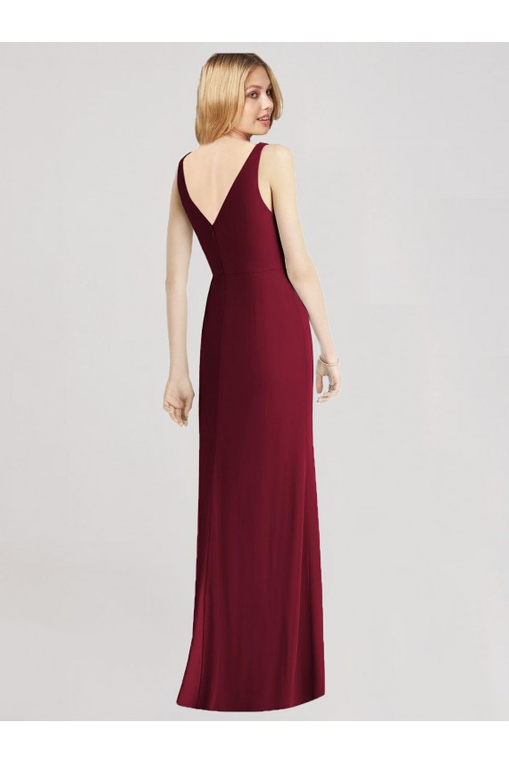 Best Sleeveless V-Back Long Trumpet Chiffon Bridesmaid Dress Sydney