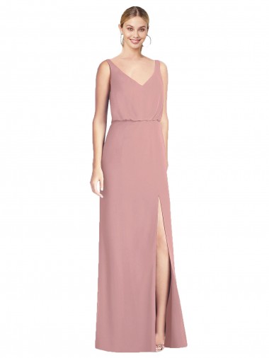 Best Blouson Bodice Chiffon Bridesmaid Dress with Front Slit Sydney