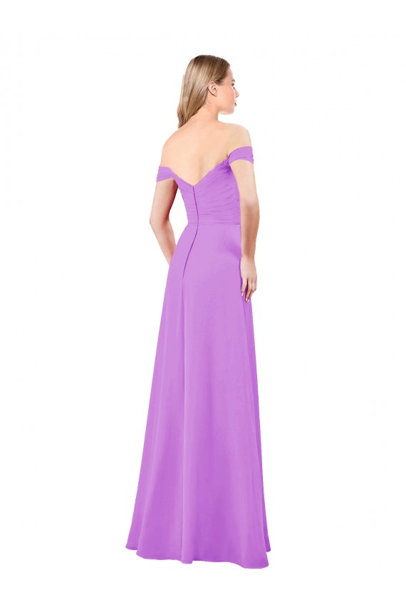 Best Off The Shoulder Draped Sleeves A-Line Chiffon Bridesmaid Dress Sydney