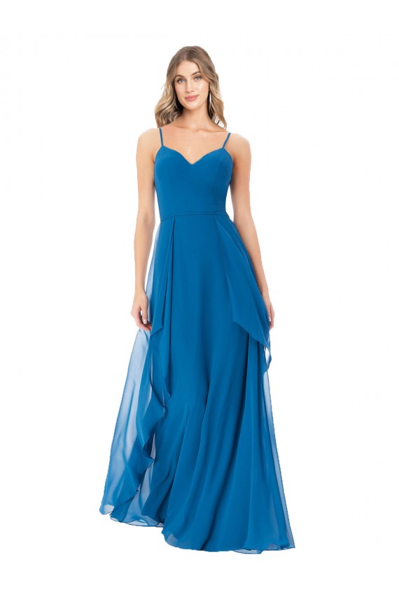 Best Simple Sweetheart Chiffon Bridesmaid Dress with Cascading Overlay Sydney