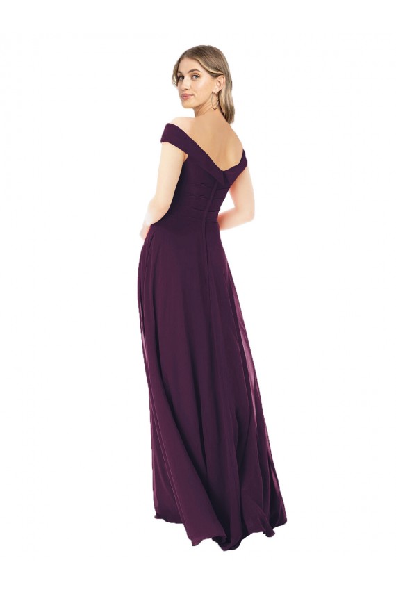Best Classic Off the Shoulder Draped Chiffon Bridesmaid Dress Sydney