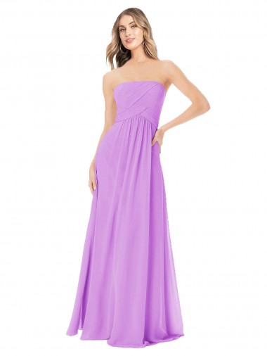 Best Draped Strapless Floor Length Chiffon Bridesmaid Dress Sydney