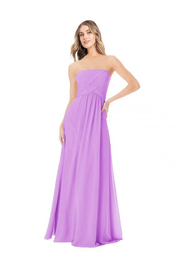 Best Draped Strapless Floor Length Chiffon Bridesmaid Dress Sydney