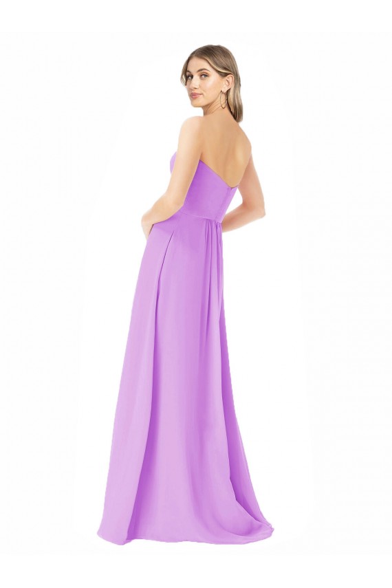 Best Draped Strapless Floor Length Chiffon Bridesmaid Dress Sydney