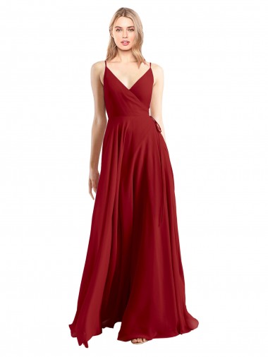 Best A-Line Spaghetti Straps V-Neckline Chiffon Bridesmaid Dress Open Back Sydney