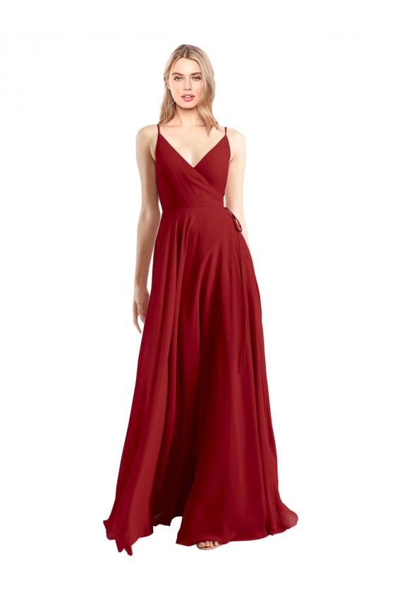 Best A-Line Spaghetti Straps V-Neckline Chiffon Bridesmaid Dress Open Back Sydney