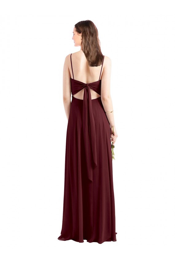 Best Sleek Fit and Flare Long Scoop Neck Chiffon Bridesmaid Dress with High Side Slit Sydney