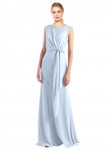 Best Illusion Boat Neck Long Full Length Chiffon Bridesmaid Dress with Keyhole Back Sydney