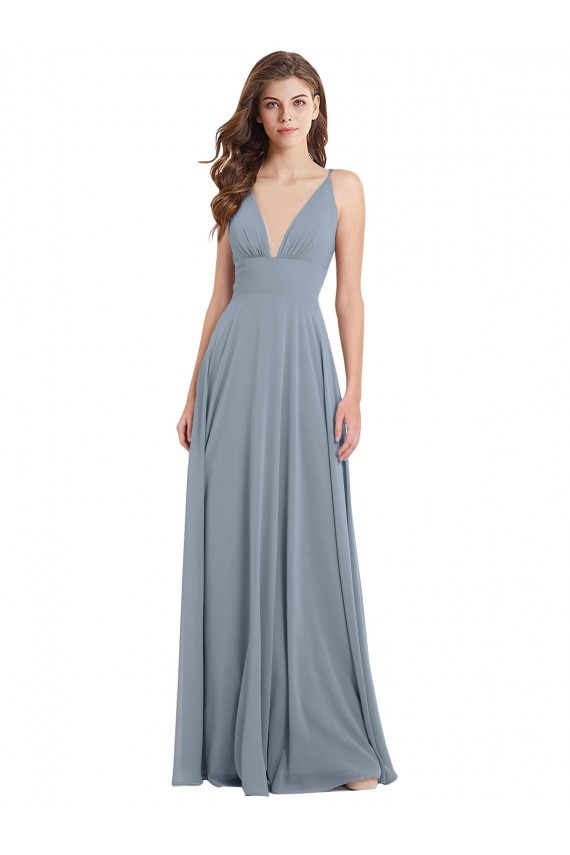 Best Fitted V-Neckline Long Chiffon Bridesmaid Dress with V-Back Sydney