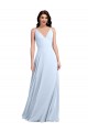Best Long Floor Length V-Neck Chiffon Bridesmaid Dress with Keyhole Back Sydney
