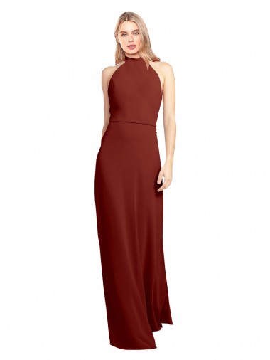 Best Slim High Neck Halter Fitted Open Back Chiffon Bridesmaid Dress / Prom Dress Sydney