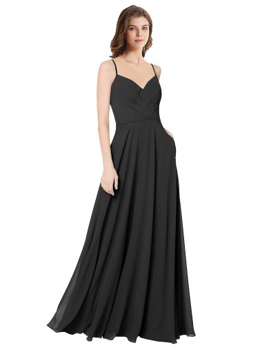 Best Cowl Back Spaghetti Straps Long Chiffon Bridesmaid Dress  Sydney