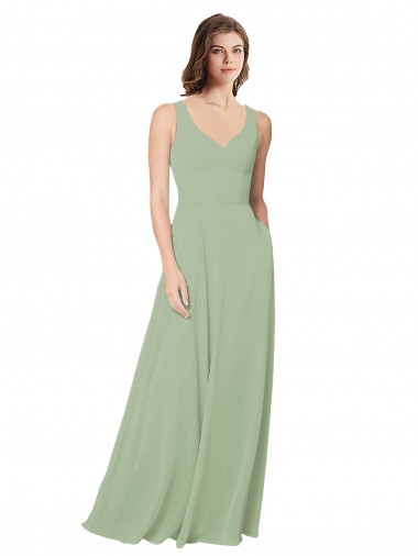 Best A-Line Open Back Chiffon Bridesmaid Dress with Pockets Sydney