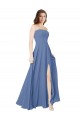 Best Strapless Long Chiffon Bridesmaid Dress with Front Slit Sydney