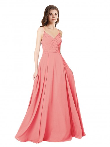 Best Crossover Bodice Long Chiffon Bridesmaid Dress with Double Back Straps Sydney