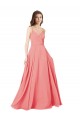 Best Crossover Bodice Long Chiffon Bridesmaid Dress with Double Back Straps Sydney