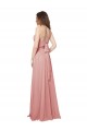Best Open Back Wide Tie Band Long Chiffon Bridesmaid Dress with Pockets Sydney