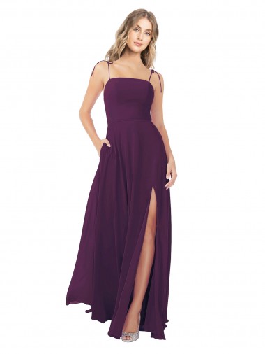 Best Chiffon Bridesmaid Dress with Front Slit and Keyhole Back Sydney