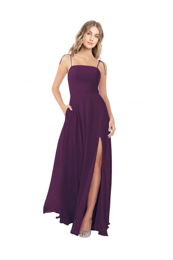Best Chiffon Bridesmaid Dress with Front Slit and Keyhole Back Sydney